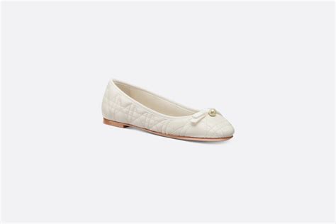 Dior Ballet Flat White Quilted Cannage Calfskin .